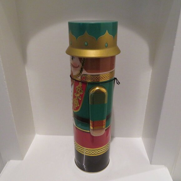 Christmas Green Nutcracker Tin Can Silver Crane Co Keepsake Gift Empty Container - Picture 7 of 14